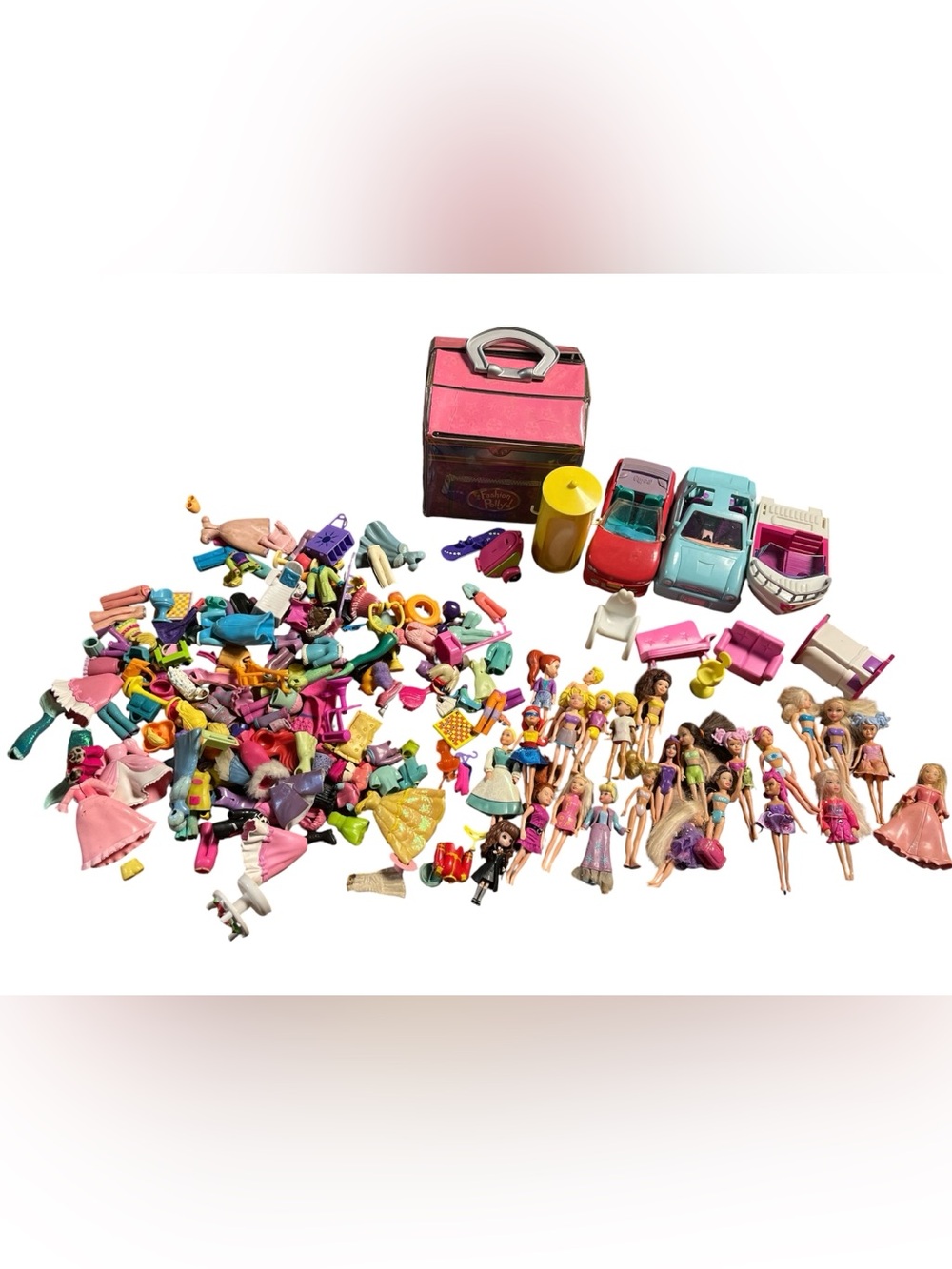Polly Pocket Doll Lot Cars Boat  Accessories Dolls 2000s Lot